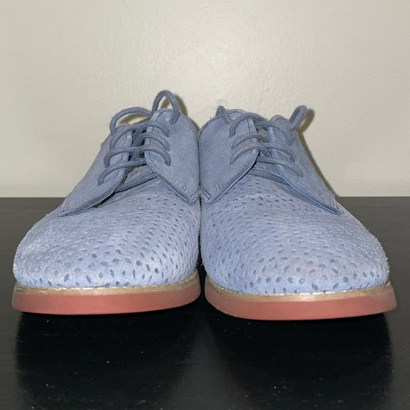 Anthropologie G.H.Bass & Co Ellis Light Blue Perforated Suede Oxford Loafer US 9 - Picture 4 of 13
